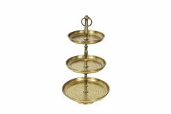 Design Etagere ORIENT 50cm gold im Wild Hammerschlag mit drei Etagen