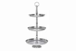 Design Etagere ORIENT 50cm silber im Wild Hammerschlag mit drei Etagen
