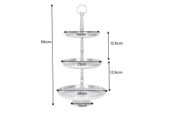 Design Etagere ORIENT 50cm silber im Wild Hammerschlag mit drei Etagen