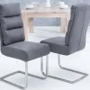 Design Freischwinger Stuhl COMFORT vintage grau mit Edelstahl-Gestell