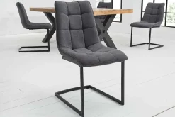 Design Freischwinger Stuhl MIAMI dunkelgrau Metallgestell matt schwarz