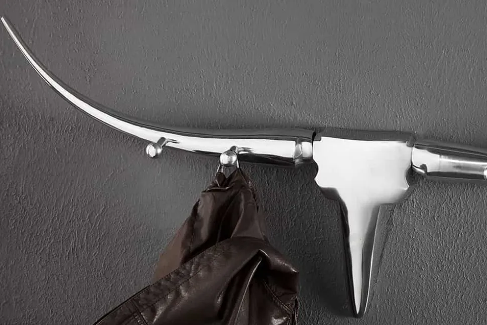 Design Garderobe BULL 100cm Aluminium Wanddekoration Stierkopf