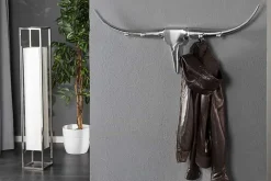Design Garderobe BULL 100cm Aluminium Wanddekoration Stierkopf