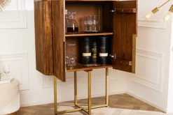 Design Highboard GATSBY 125cm braun mattgold Mangoholz Retro