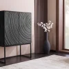 Design Highboard ORBIT 120cm schwarz Mangoholz mit 3D-Front Metall