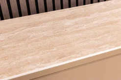 Design Highboard SAVOY 130cm grau beige greige Travertin Keramik Stauraum 3D-Front