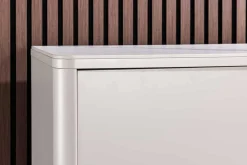 Design Highboard SAVOY 130cm kaschmir weiß Marmor Keramik mit Stauraum und 3D-Front