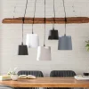 Design Hängelampe LEVELS 115cm Treibholz schwarz grau mit 5 Leuchten
