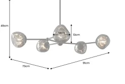 Design Hängelampe LIQUID DIAMOND 100cm smoke schwarz Glas fünf Schirme Kugelleuchte