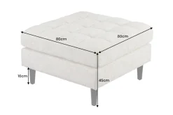 Design Hocker COZY VELVET 80cm beige Chenille Federkern Holzfüße