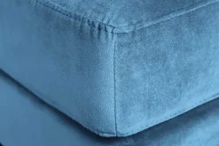 Design Hocker COZY VELVET 80cm petrol blau gold Samt Metallfüße