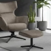 Design Hocker VOGUE 45cm taupe Samt drehbar schwarze Metallbeine Fußhocker