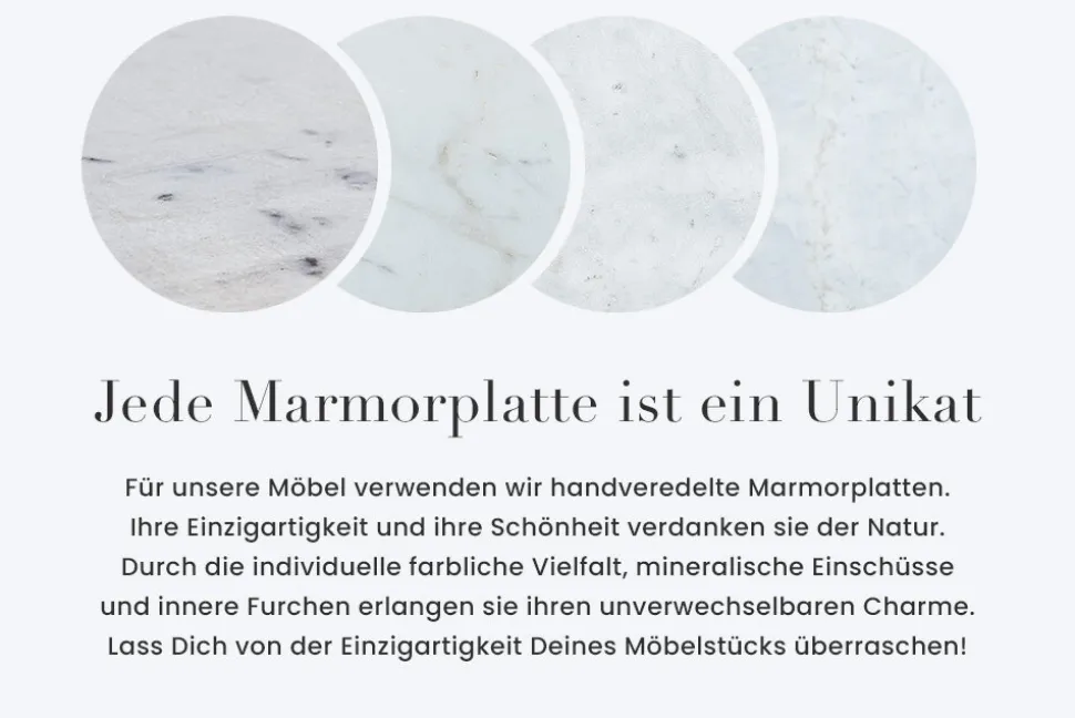 Design Konsolentisch EXTRAVAGANCIA 140cm weiß Marmor brushed champagner gold Metall