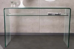 Design Konsolentisch FANTOME 100cm Glas transparent mit Ablage