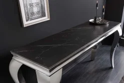 Design Konsolentisch MODERN BAROCK 140cm schwarz anthrazit chrom Keramik Marmor