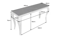 Design Konsolentisch MODERN BAROCK 140cm schwarz anthrazit chrom Keramik Marmor