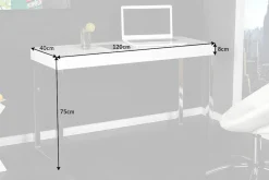 Design Konsole WHITE DESK 120cm weiß Hochglanz Bürotisch