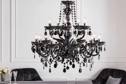 Design Kronleuchter BLACK CRYSTAL XL 80cm schwarz Acryl 15-armig Lüster