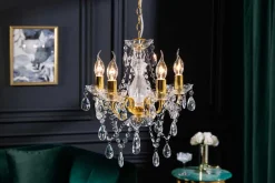 Design Kronleuchter DIAMONDS S 40cm gold Acryl 5-armig Barock Design