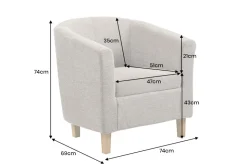 Design Lounge Sessel HEMINGWAY taupe Strukturstoff mit Armlehnen Cocktailsessel