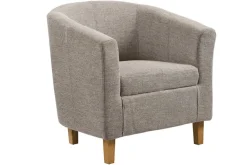 Design Lounge Sessel HEMINGWAY taupe Strukturstoff mit Armlehnen Cocktailsessel