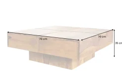 Design Massivholz Couchtisch BOLT 70cm braun Sheesham stone finish Handarbeit