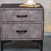 Design Nachttisch BOUTIQUE 50cm dunkelgrau Samt zwei Schubladen
