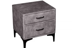 Design Nachttisch BOUTIQUE 50cm dunkelgrau Samt zwei Schubladen