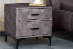 Design Nachttisch BOUTIQUE 50cm dunkelgrau Samt zwei Schubladen