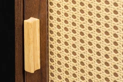 Design Nachttisch VIENNA 60cm braun Wiener Geflecht Beistelltisch mit Stauraum
