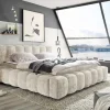 Design Polsterbett DIAMOND 180x200cm weiß Chenille Cremona inkl. Matratze Topper Lattenrost