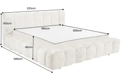Design Polsterbett DIAMOND 180x200cm weiß Chenille Cremona inkl. Matratze Topper Lattenrost