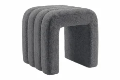 Design Polsterhocker VOGUE 40cm grau Bouclé Sitzhocker