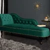 Design Récamière CHESTERFIELD 170cm smaragdgrün Samt Knopfheftung Nietenbesatz