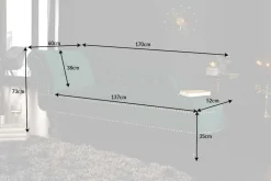 Design Récamière CHESTERFIELD 170cm smaragdgrün Samt Knopfheftung Nietenbesatz