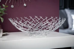 Design Schale STRUCTURE 45cm silber pulverbeschichtetes Metall