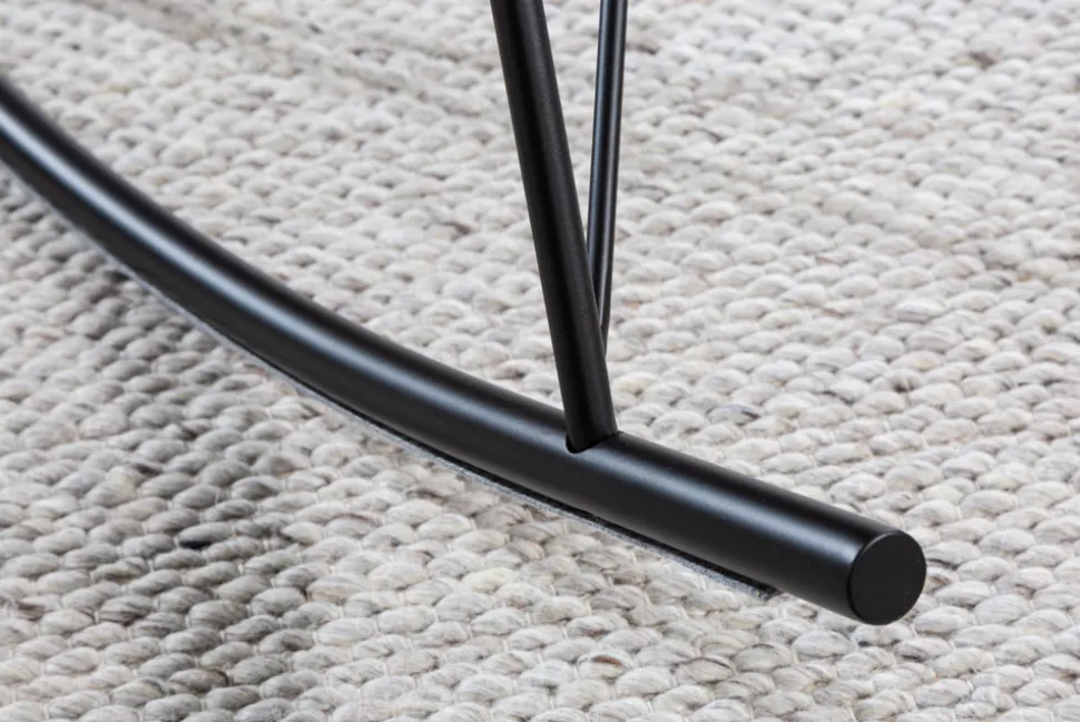 Design Schaukelstuhl SCANDINAVIA SWING weiß Bouclé Sessel schwarz Metall