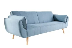 Design Schlafsofa DIVANI 220cm hellblau Strukturstoff Scandinavian 3-Sitzer mit Bettfunktion