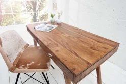 Design Schreibtisch RETRO 120cm braun Sheeshamholz stone finish Design Klassiker