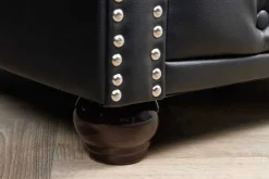 Design Sessel CHESTERFIELD 110cm matt schwarz Knopfheftung Federkern