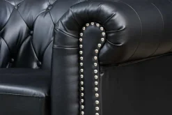 Design Sessel CHESTERFIELD 110cm matt schwarz Knopfheftung Federkern