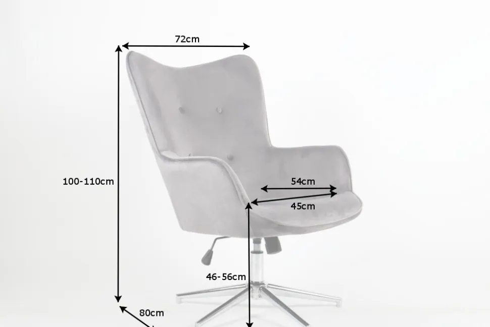 Design Sessel MR. LOUNGER grau chrom Samt höhenverstellbar drehbar Retro