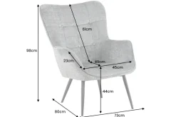 Design Sessel SCANDINAVIA grün Chenille Cremona schwarz Metall mit Armlehne