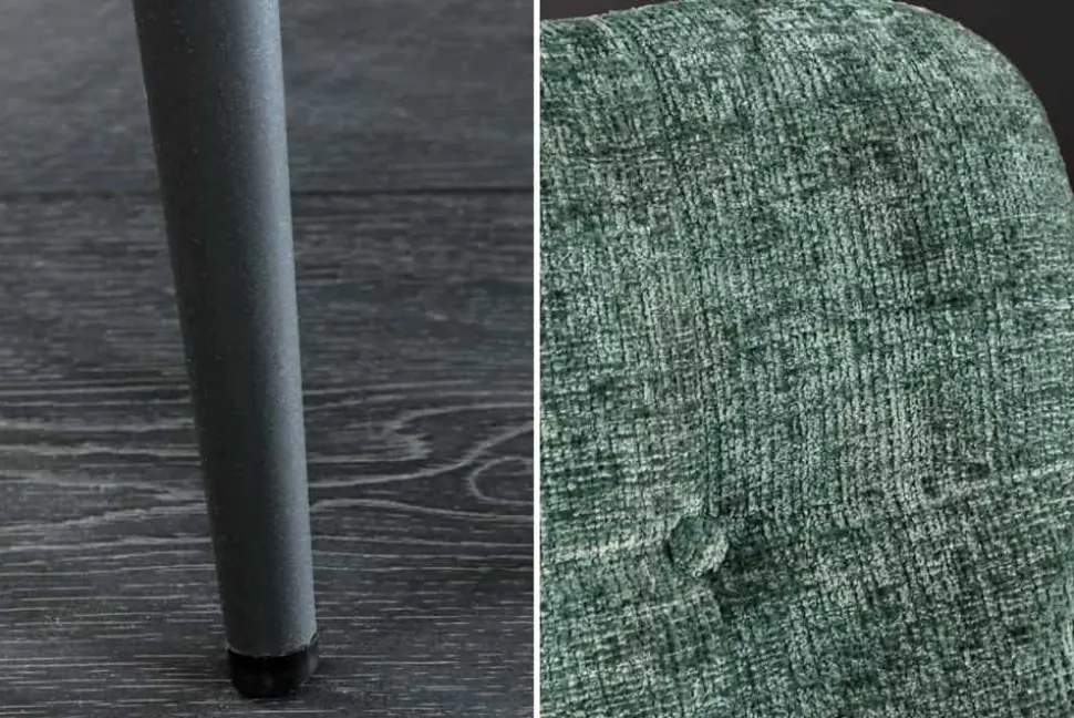 Design Sessel SCANDINAVIA grün Chenille Cremona schwarz Metall mit Armlehne