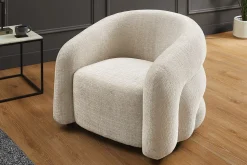 Design Sessel VOGUE 95cm beige Chenille mit Armlehnen und Nosagfederung