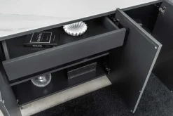 Design Sideboard REFLECTION 150cm weiß Keramik Marmor anthrazit 3D Effekt brushed Finish