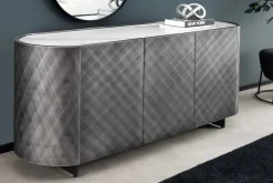 Design Sideboard REFLECTION 150cm weiß Keramik Marmor anthrazit 3D Effekt brushed Finish