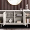 Design Sideboard SAVOY 180cm kaschmir weiß Marmor Keramik mit Stauraum und 3D-Front
