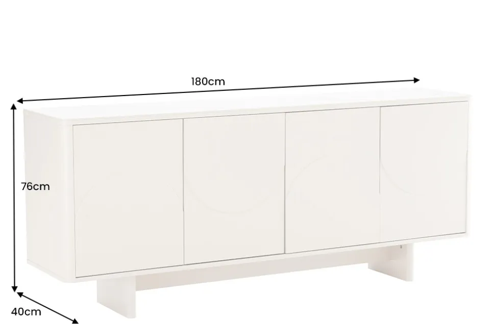 Design Sideboard SAVOY 180cm kaschmir weiß Marmor Keramik mit Stauraum und 3D-Front