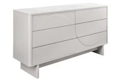 Design Sideboard SAVOY 150cm kaschmir weiß Marmor Keramik mit sechs Schubladen